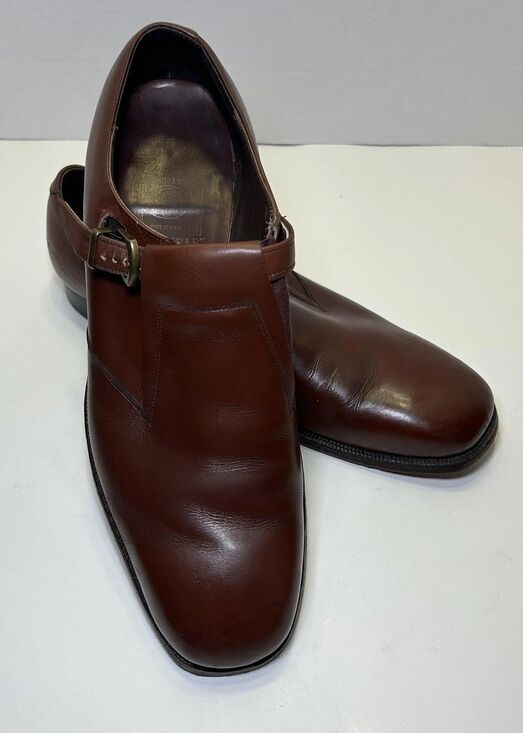 Johnston & Murphy Men\'s Size 10 Rich Brown Aristocraft Monk Buckle Dress Shoes